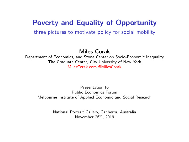 poverty and equality of opportunity