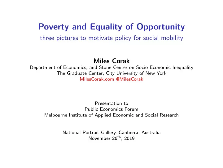 poverty and equality of opportunity