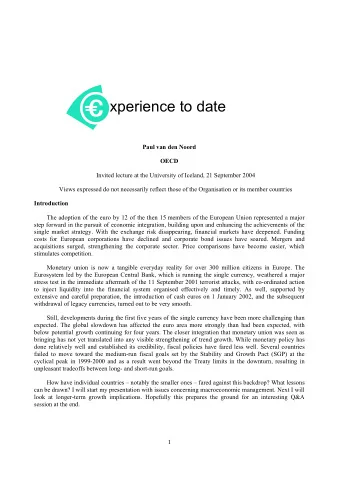 xperience to date  Paul van den Noord  OECD  Invited lecture at the University of Iceland, 21