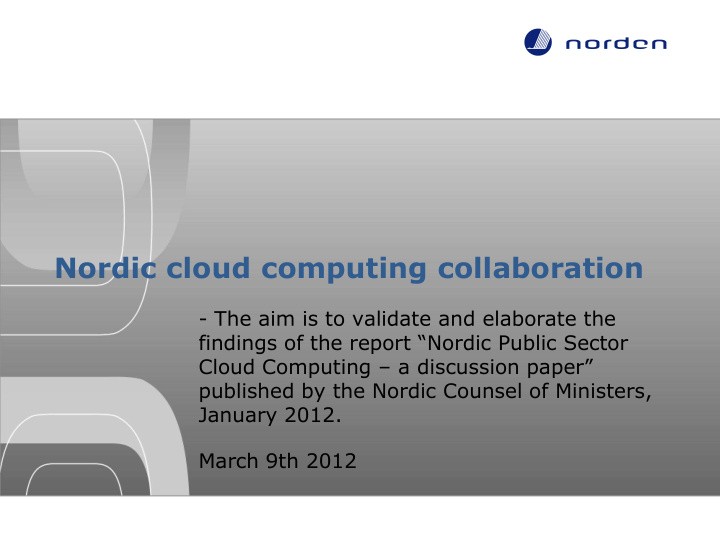 nordic cloud computing collaboration