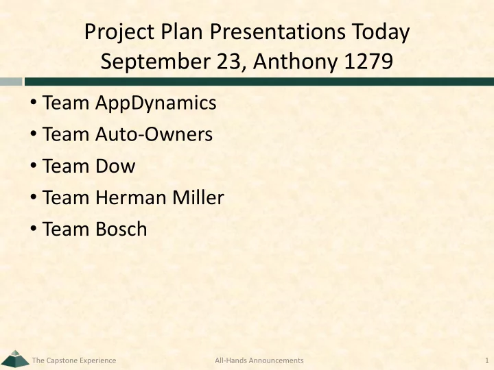 project plan presentations today september 23 anthony 1279