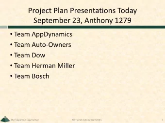 Project Plan Presentations Today  September 23, Anthony 1279  Team AppDynamics  Team
