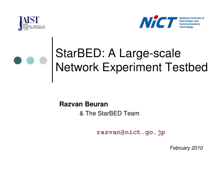 starbed a large scale network experiment testbed