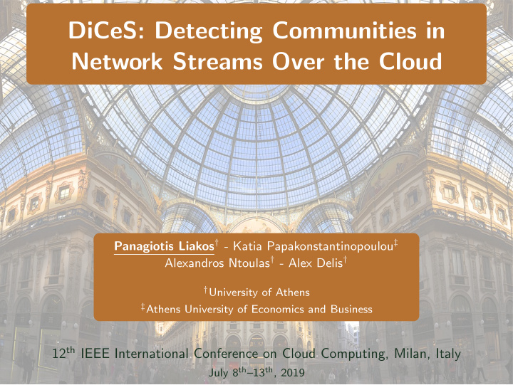 dices detecting communities in network streams over the