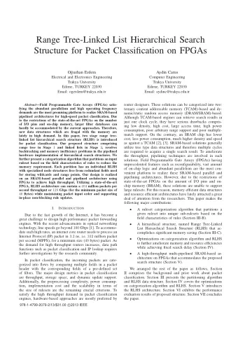 Range Tree-Linked List Hierarchical Search  Structure for Packet Classification on FPGAs  O