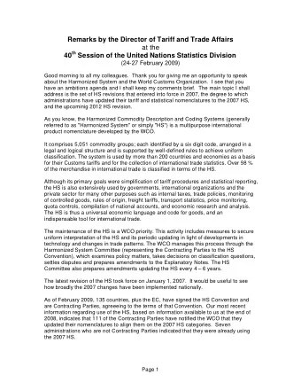 Remarks by the Director of Tariff and Trade Affairs  at the 40 th Session of the United Nations