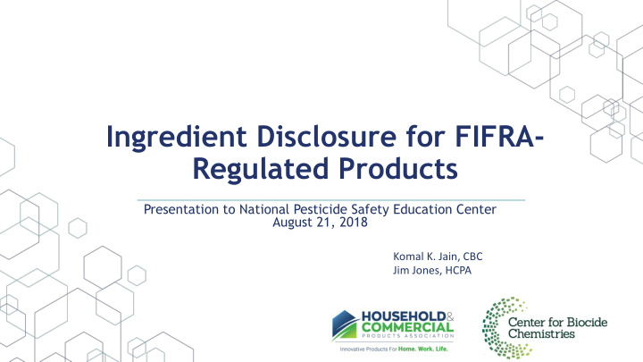ingredient disclosure for fifra regulated products