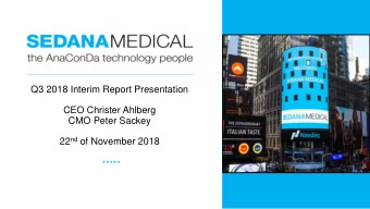 22 nd of November 2018  Disclaimer  Forward-looking statements  This presentation may contain