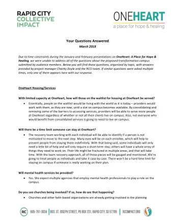 Your Questions Answered  March 2018 Due to time constraints during the January and February