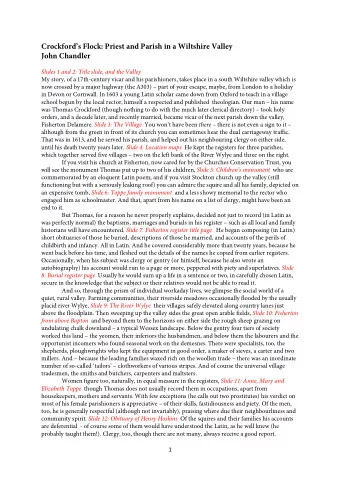 Crockfords Flock: Priest and Parish in a Wiltshire Valley  John Chandler  Slides 1 and 2: Title
