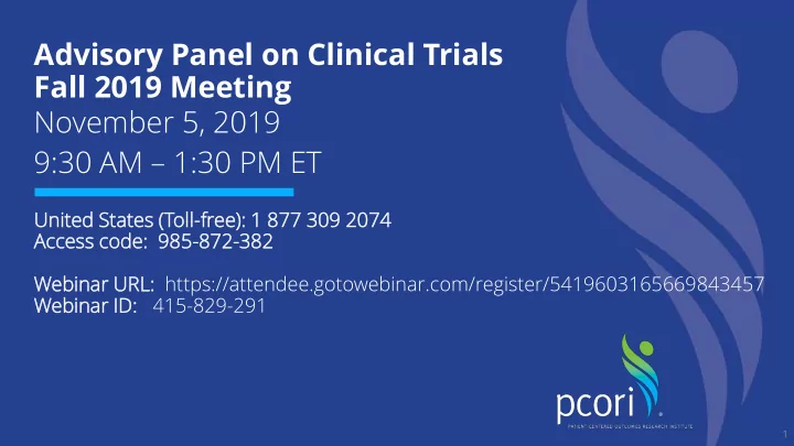 advisory panel on clinical trials