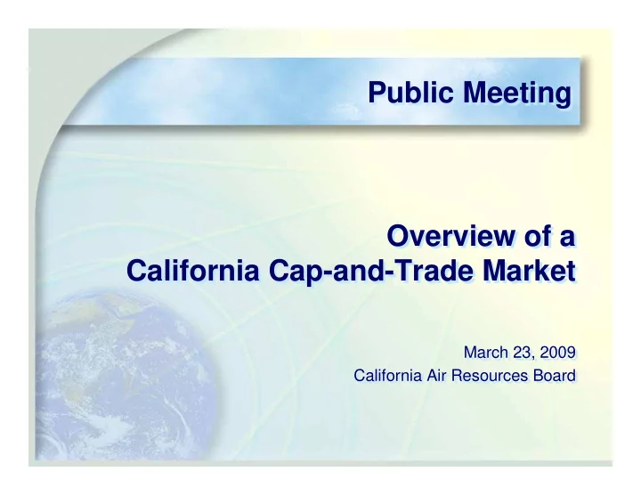 public meeting public meeting overview of a overview of a