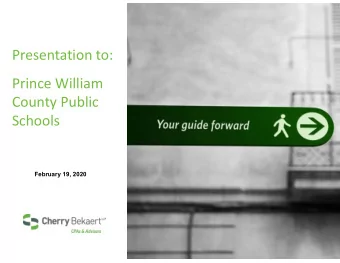 Presentation to: Prince William County Public  Schools  February 19, 2020 Engagement Services