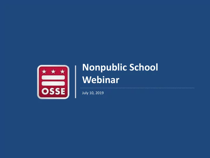 nonpublic school webinar