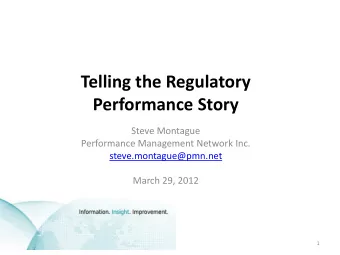 Performance Story  Steve Montague  Performance Management Network Inc.  steve.montague@pmn.net