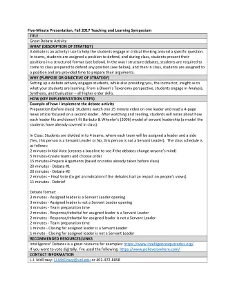 students have already covered in class).  In Class: Students are divided in to 4 teams, where each