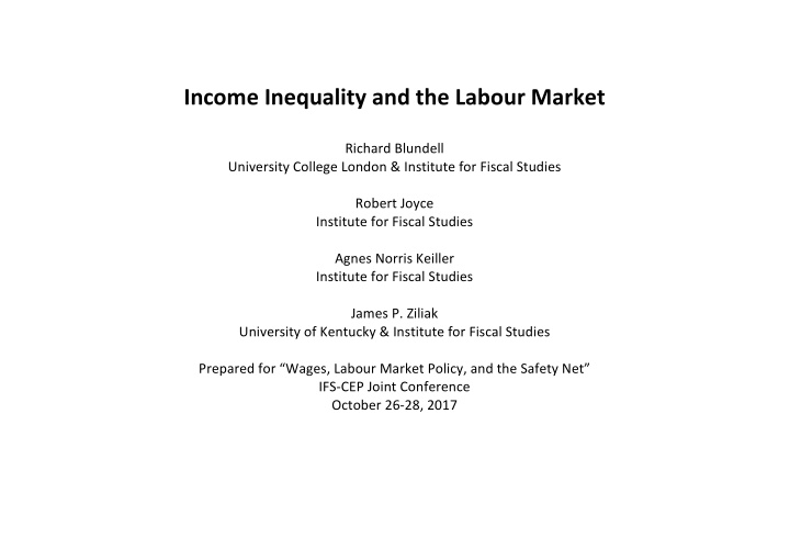 income inequality and the labour market