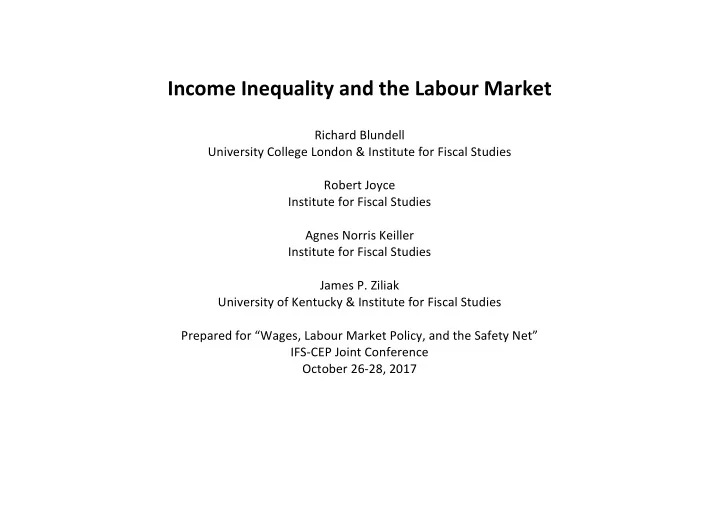 income inequality and the labour market