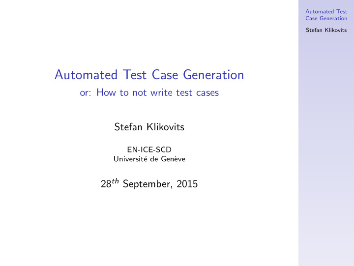 automated test case generation