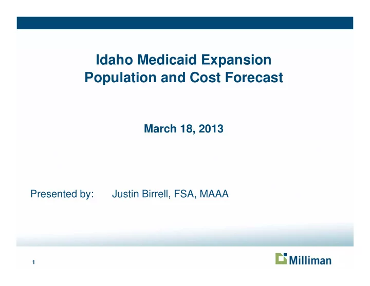 idaho medicaid expansion population and cost forecast