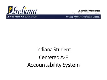 Indiana Student  Centered A-F  Accountability System WHY THE CHANGE?  The NEW A-F accountability