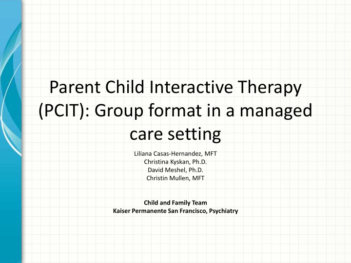 parent child interactive therapy pcit group format in a