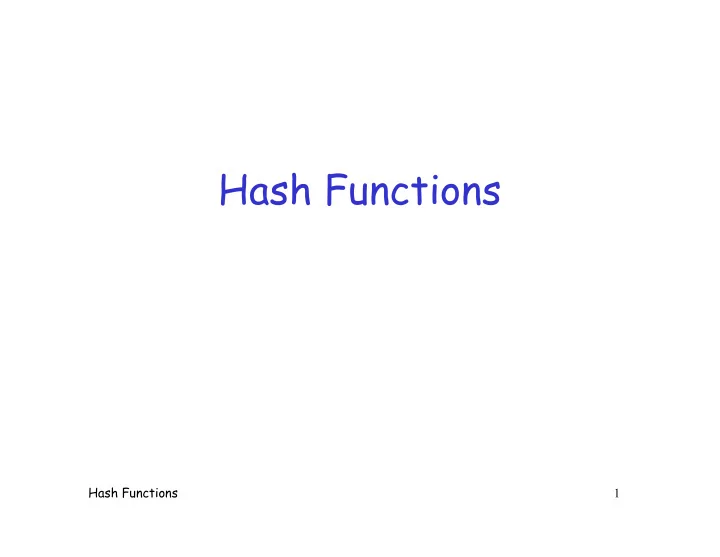 hash functions