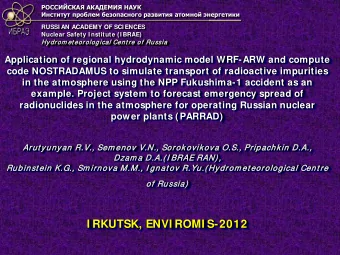 ssia)  of R  Russi  I RKUTSK, ENVI ROMI S-2012  The main tasks of scientific and technical  support