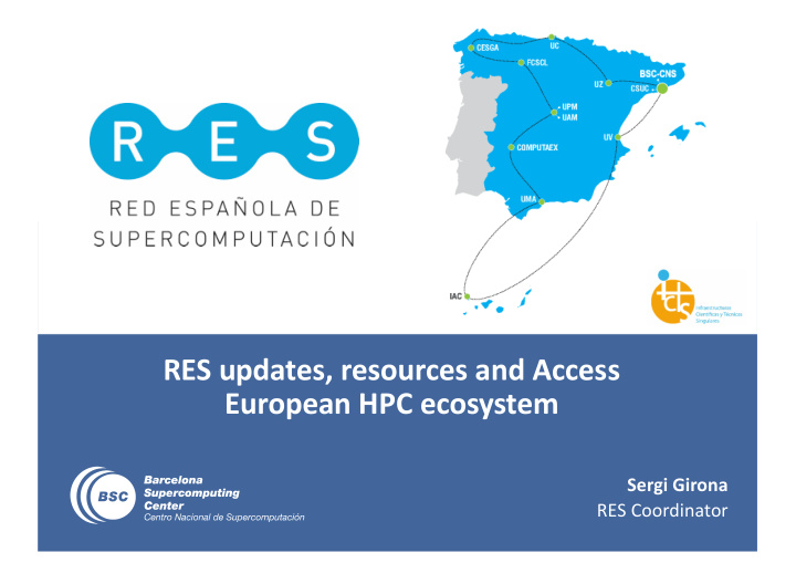 res updates resources and access european hpc ecosystem