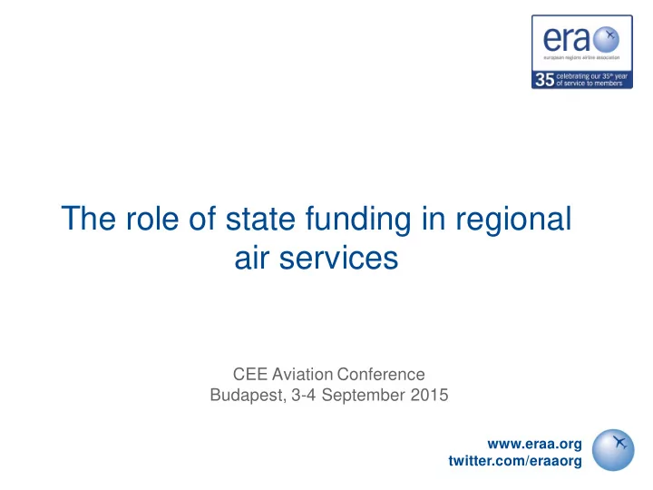 the role of state funding in regional air services