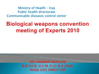 Ministry of Health   Ministry of Health  Iraq  raq  Public health directorate  Public health