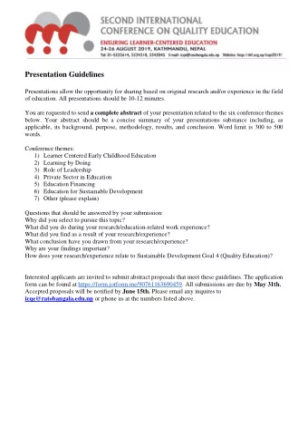 Presentation Guidelines  Presentations allow the opportunity for sharing based on original research