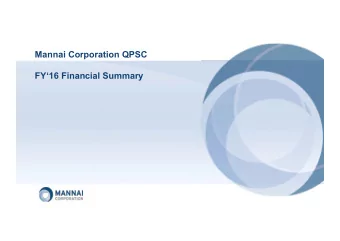 Mannai Corporation QPSC  FY16 Financial Summary  Disclaimer  Mannai Corporation Q.P.S.C.