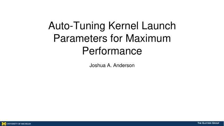 auto tuning kernel launch