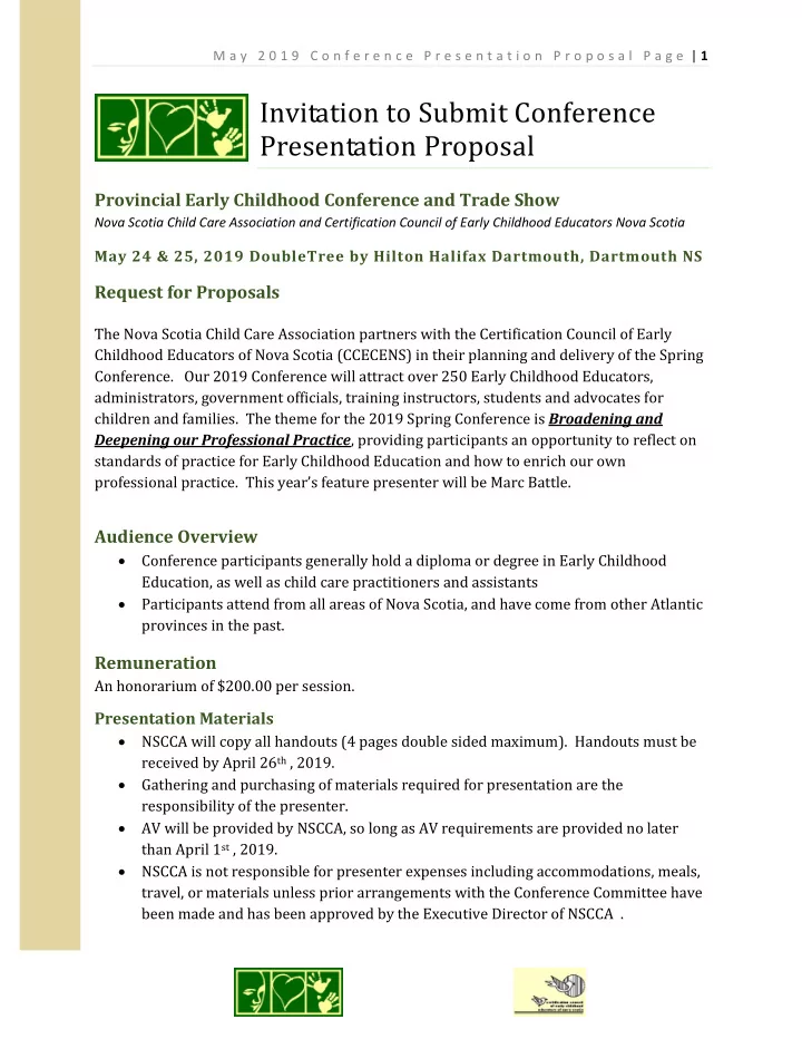 invitation to submit conference presentation proposal