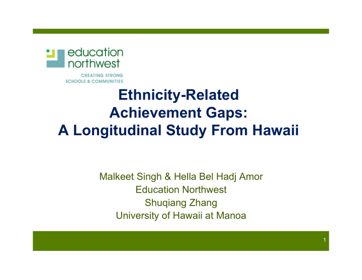 ethnicity related achievement gaps a longitudinal study