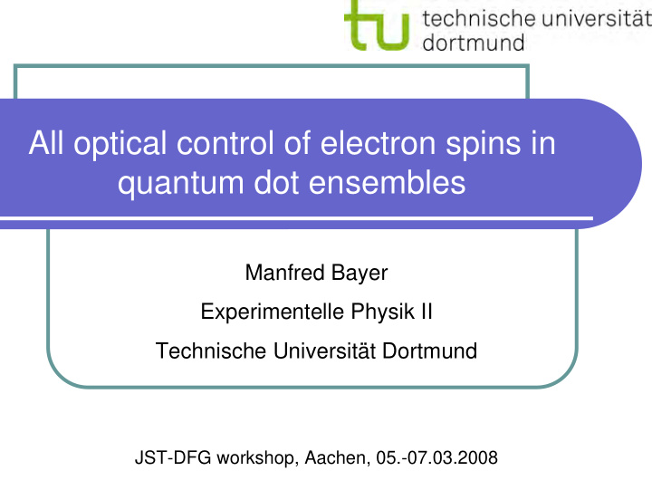 all optical control of electron spins in quantum dot