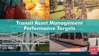Transit Asset Management  Performance Targets  Regional Transit Coordination Subcommittee