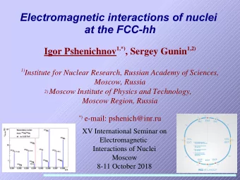 Electromagnetic interactions of nuclei  at the FCC-hh Igor Pshenichnov 1,*) , Sergey Gunin 1,2) 1)