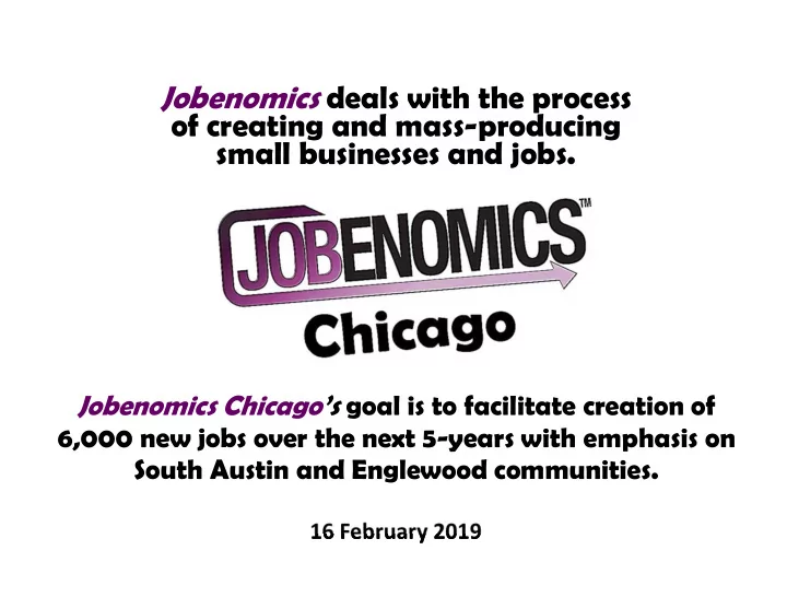 jobenomics deals with the process jobenomics deals with