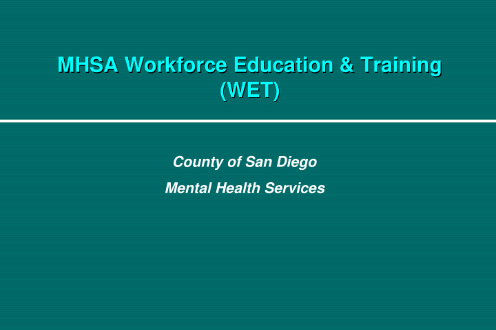 mhsa workforce education training mhsa workforce