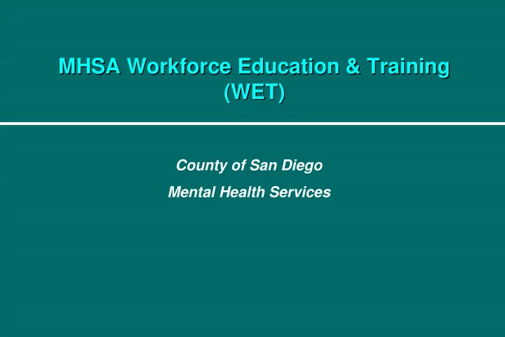 mhsa workforce education training mhsa workforce