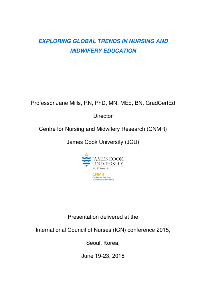 exploring global trends in nursing and midwifery