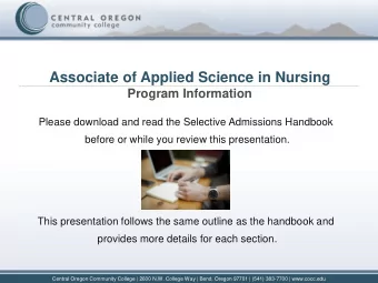 Associate of Applied Science in Nursing  Program Information  Please download and read the