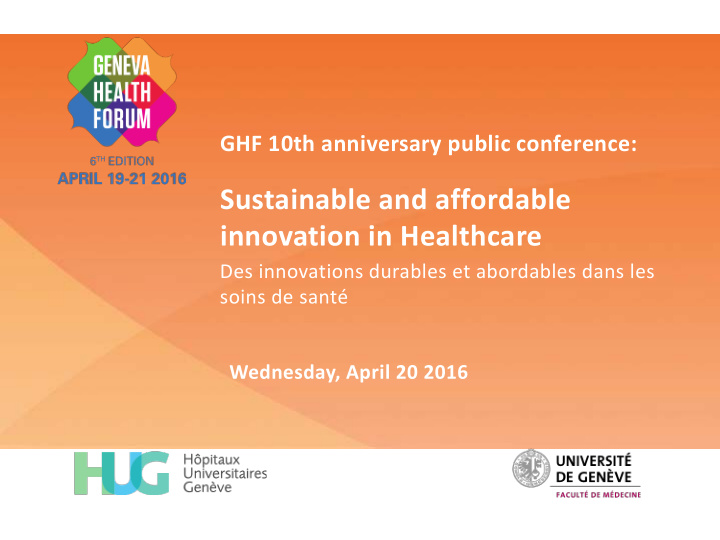 sustainable and affordable innovation in healthcare