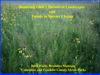 Restoring Ohio's Historical Landscapes  and  Trends in Species Change  John Watts, Resource Manager