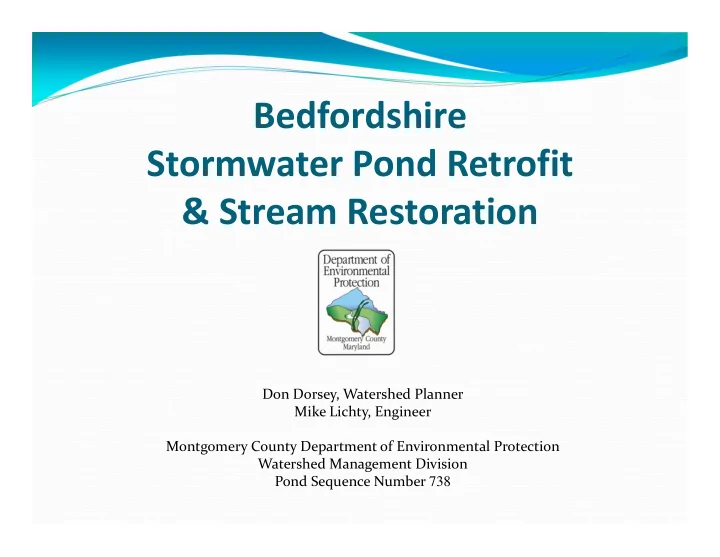 bedfordshire stormwater pond retrofit stream restoration