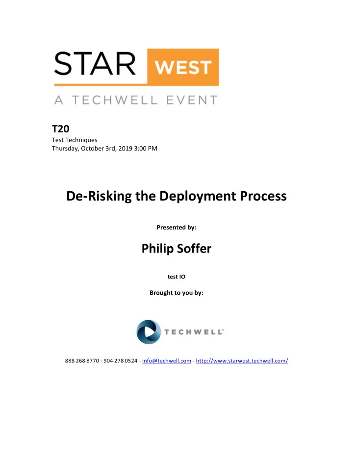 de risking the deployment process