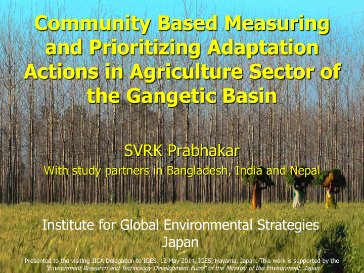 community based measuring and prioritizing adaptation