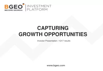 GROWTH OPPORTUNITIES  Investor Presentation: 1Q17 results  DISCLAIMER  Forward Looking Statements